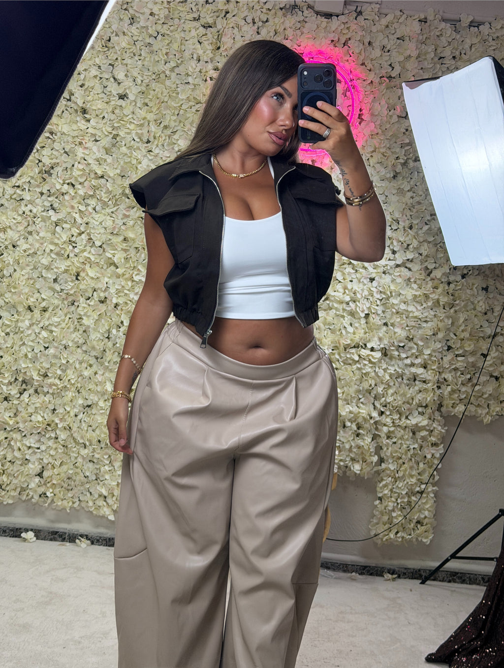 Pantalón bombacho polipiel